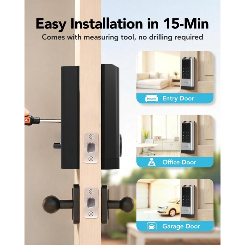 Video Smart Lock with Camera&Doorbell,6-in-1 Keyless Entry Door Lock, Silver
