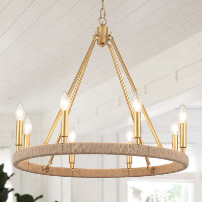 Hendon 8 - Light Dimmable Kitchen Island Wagon Wheel Chandelier