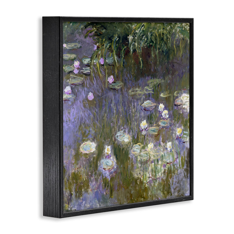 Art de giclée encadrée classique "Nymphéas" par one1000paintings, Giclée encadrée noir minuit, H 24 po x l 24 po