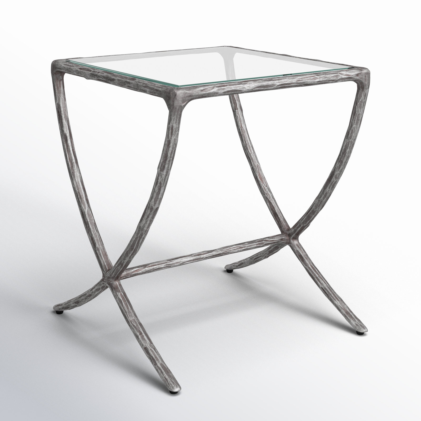 Evelynn Glass End Table, Silver