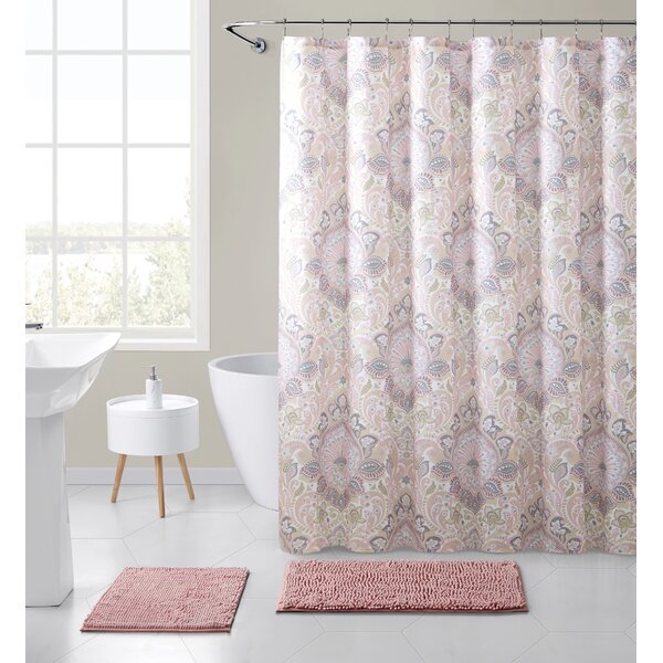 Bungalow Rose Georgian Floral Shower Curtain with Hooks Included | Wayfair