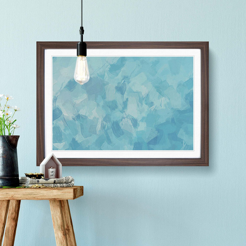 The Blue Waters in Abstract - Picture Frame Painting Print, 48cm H x 65cm W x 2cm D, Walnut Framed