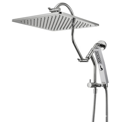 12" All Metal Rainfall Shower Head With Multi-function Handheld Sprayer Combo
