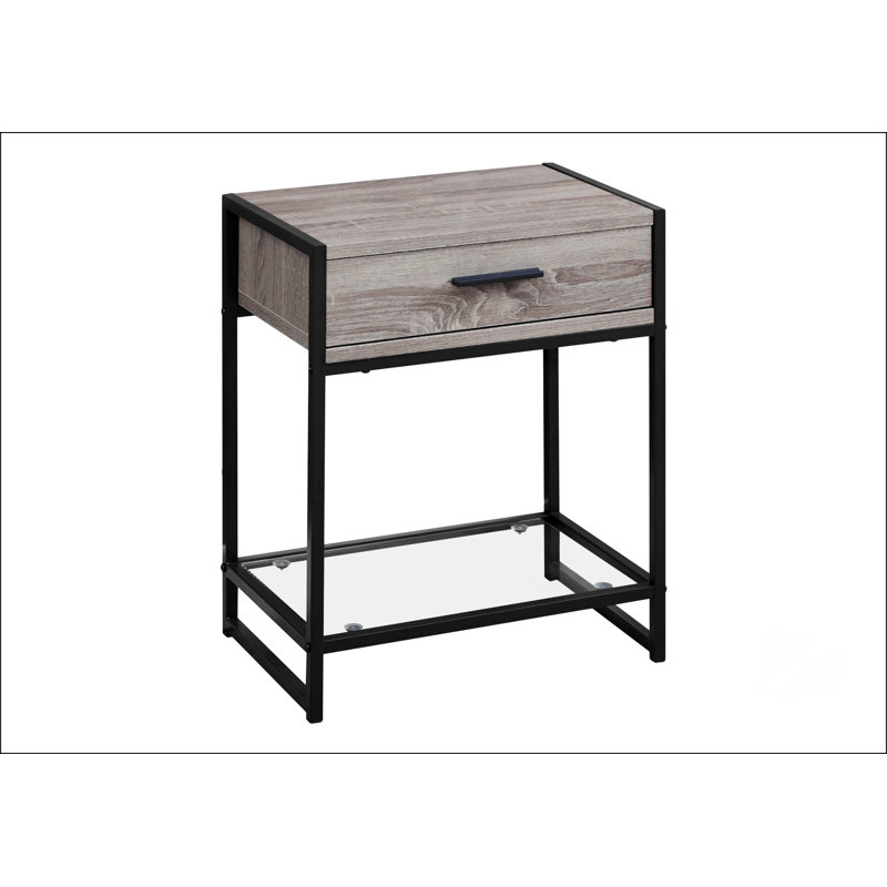 Side Table With Storage Drawer, Taupe