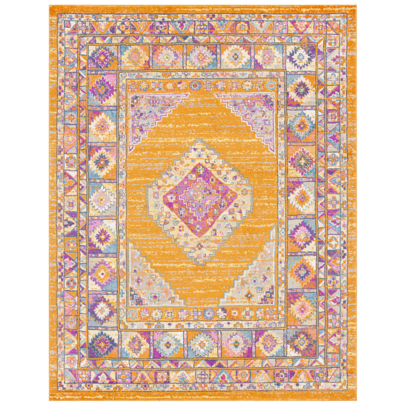 Christa Southwestern Orange/Fuchsia Area Rug, Rectangle 8' x 10'