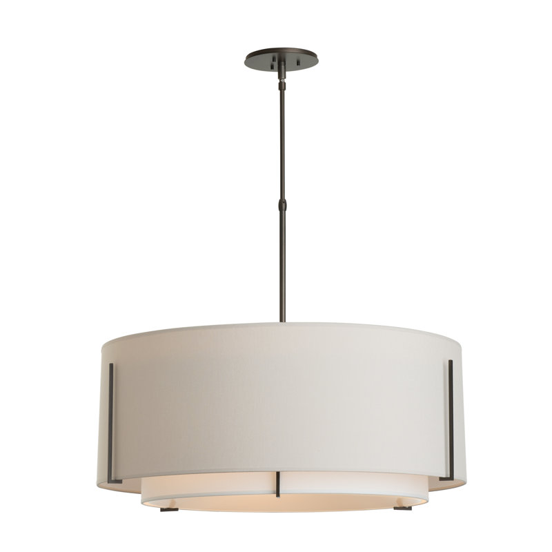 Exos 3 - Light Unique/Statement Drum Chandelier, Flax, 9.7" H x 23" W x 23" D, Oil Rubbed Bronze