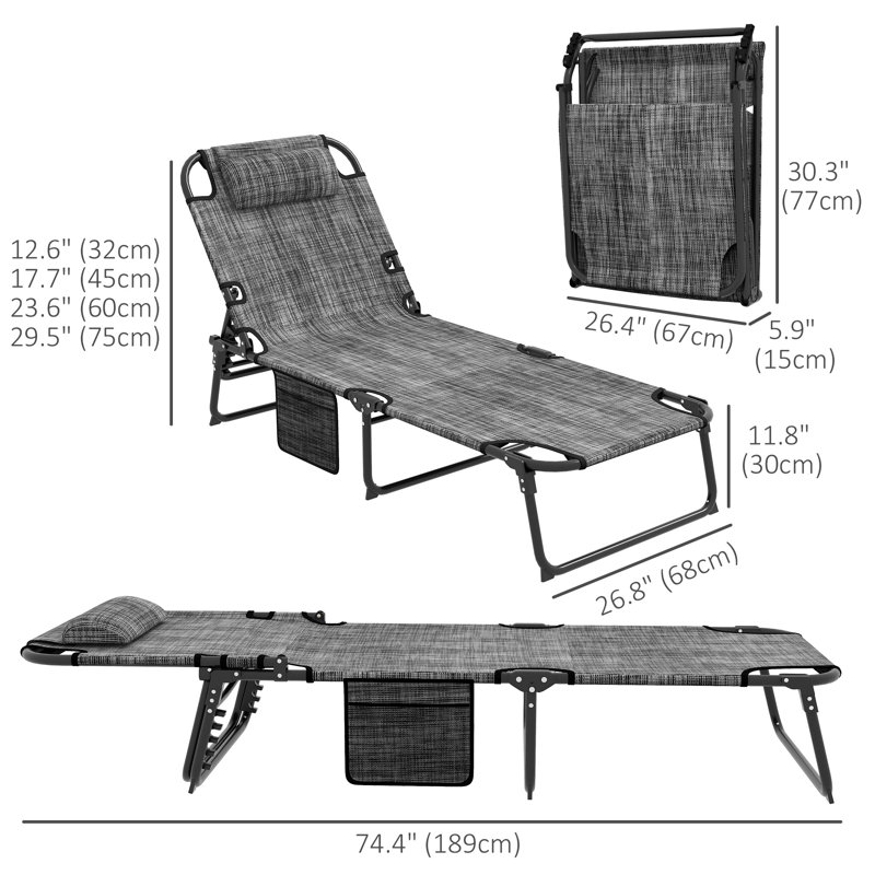 Chaise longue d'extérieur en acier Shumeka, Gris