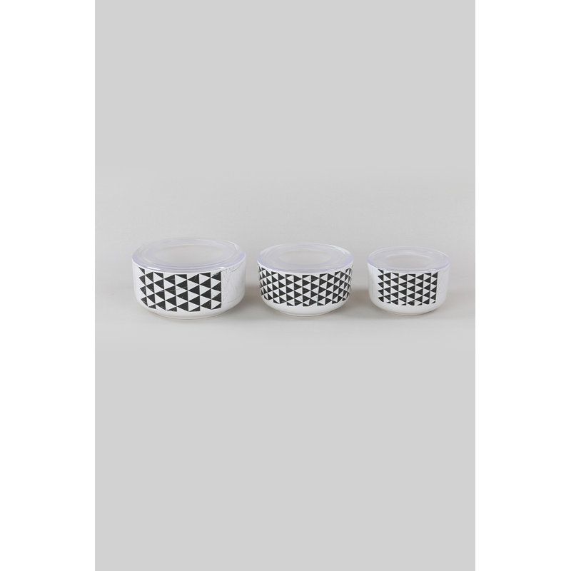 Ensemble de 6 boîtes de rangement en céramique, grès antibactérien, blanc et noir, comprend 1 x 4,7 po (535 ml), 1 x 5,5 po (750 ml), 1 x 6,3 x 6,3 x 3,0 po (1200 ml) | Solution d'organisation écologique, lavable au lave-vaisselle et élégante