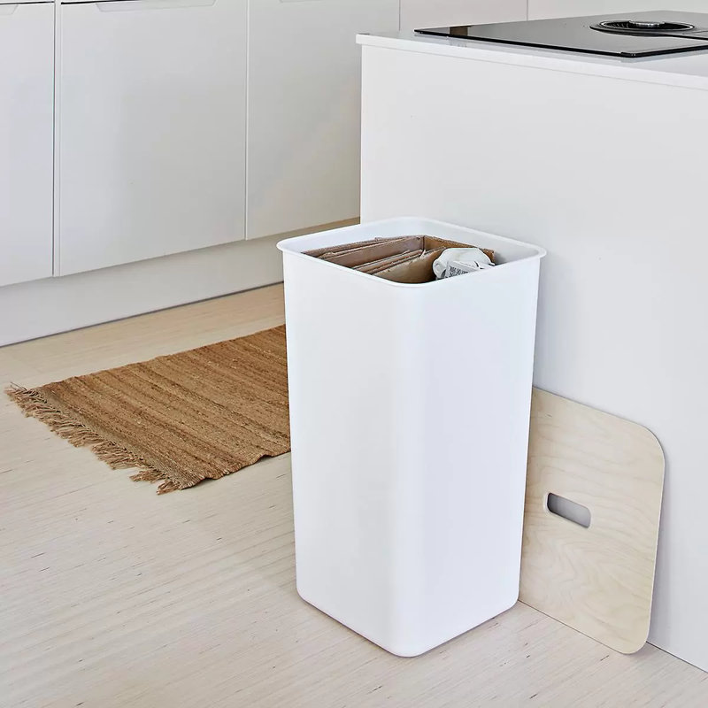 Poubelle de recyclage 12,6 gallons avec couvercle en bambou