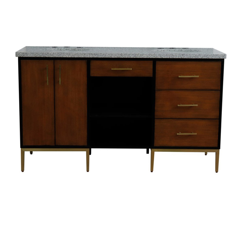 Ensemble de meuble-lavabo double 61 ", gris