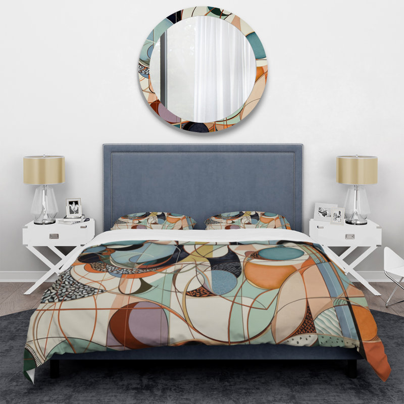 Pastel Colour Boho Artwork II - Minimalism Duvet Cover Set, Queen Duvet Cover + 2 Standard Shams