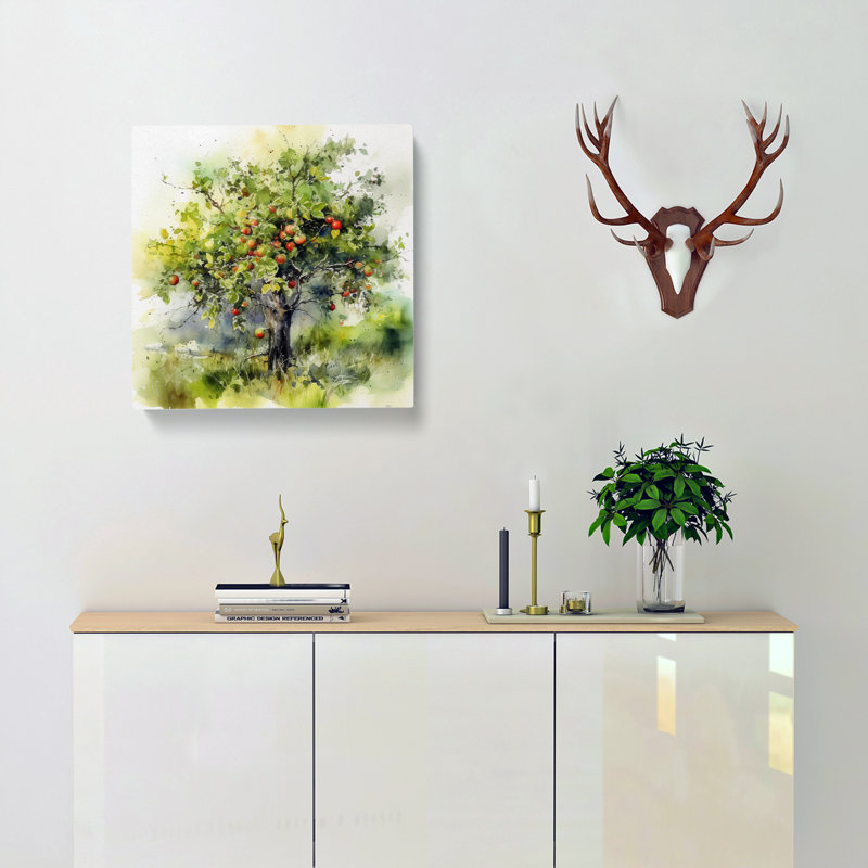Apple Tree Watercolour - No Frame Print, 50cm H x 50cm W x 3cm D