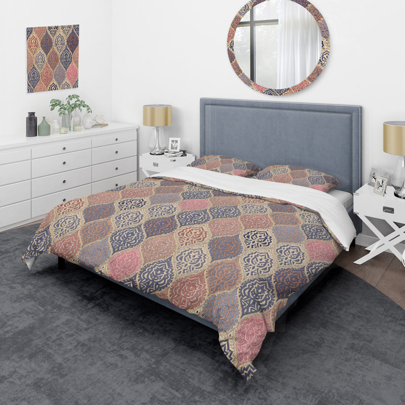 Brown Bohemian Patchwork - Ensemble de housse de couette à motif, Housse de couette pour très grand lit et 2 très