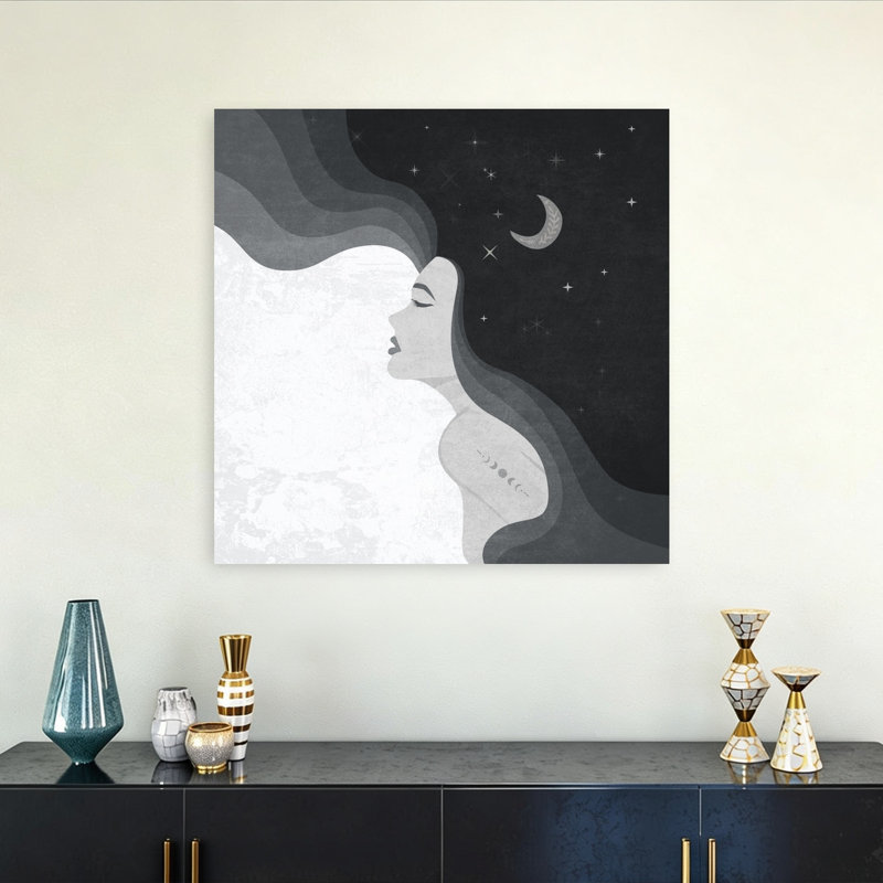«Lunar Serenity Abstract Elegant Ethereal Portrait Landscape», reproduction d'art mural, 32" H x 32" W