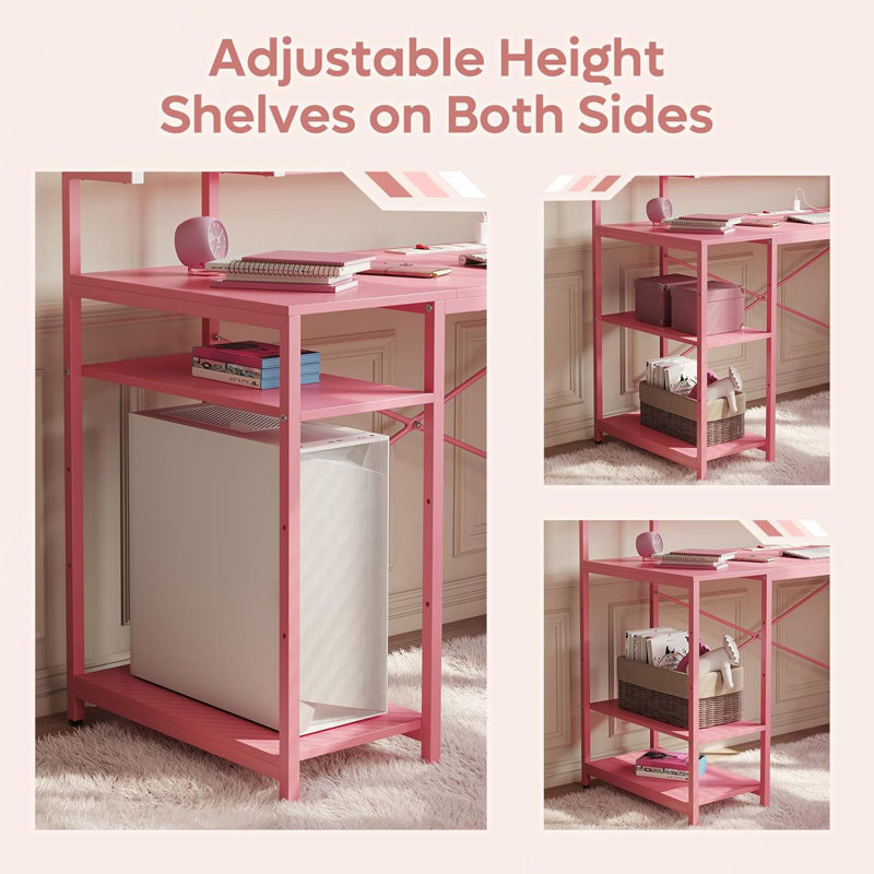 Yateley Metal Base Computer Desk, Pink