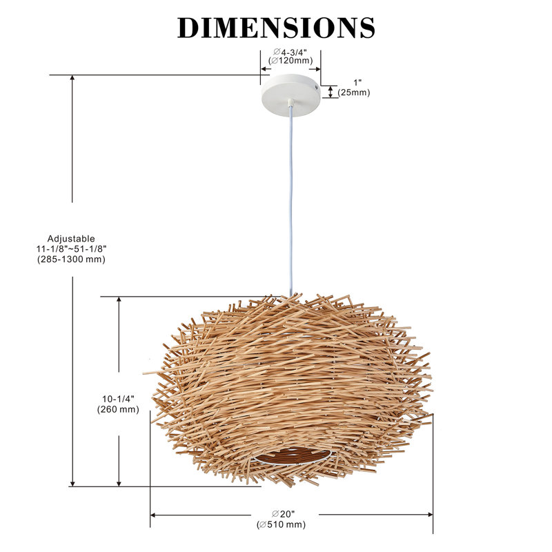 Luminaire suspendu blanc en rotin Nest