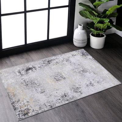 Tapis lavables à la machine 2X3, à poils courts, antidérapants, doux et pliables, pour la chambre à coucher - Tapis gris à poils courts 2X3, lavables, sans perte de poils, balcon idéal
