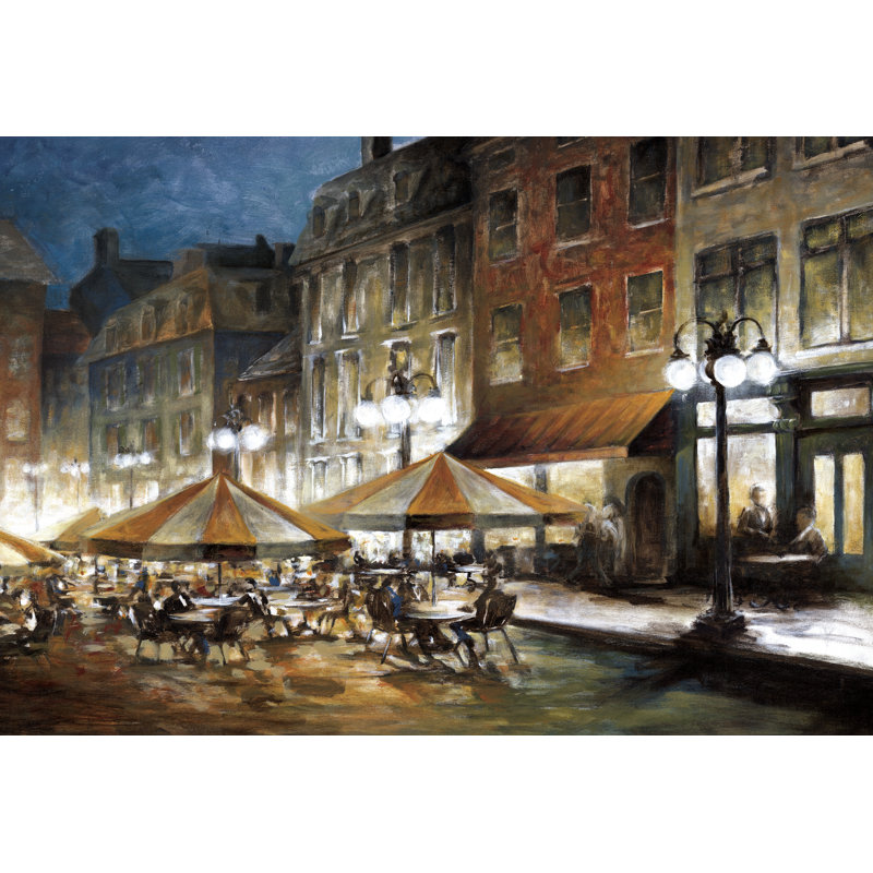 Bistro Francais Nights - Wrapped Canvas Painting, 30cm H x 46cm W