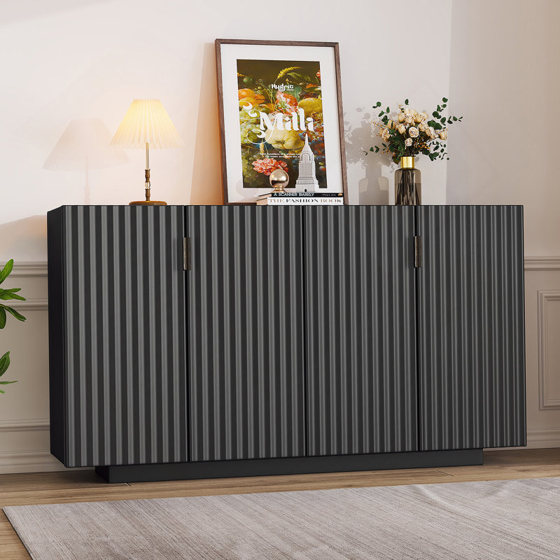 Stylish And Functional Accent Cabinet With Multiple Storage Options For Organized Living, Black