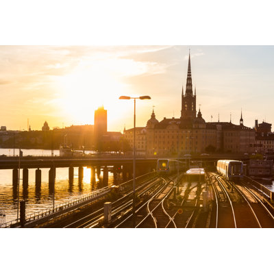 Railway Tracks And Trains by Kasto80 - Wrapped Canvas Print