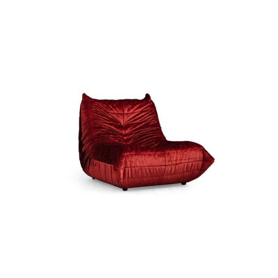 Stylish Wing Chair, Red Fabric, 35.4 x 39.4 x 31.5 inches | 100% Polyester, 28 DNS Foam Cushioning | No Frame Fountain Support, Dry-Cleanable Fabric, Durable 3 cm Plastic Legs | Perfect for Living Room & Reading Nook