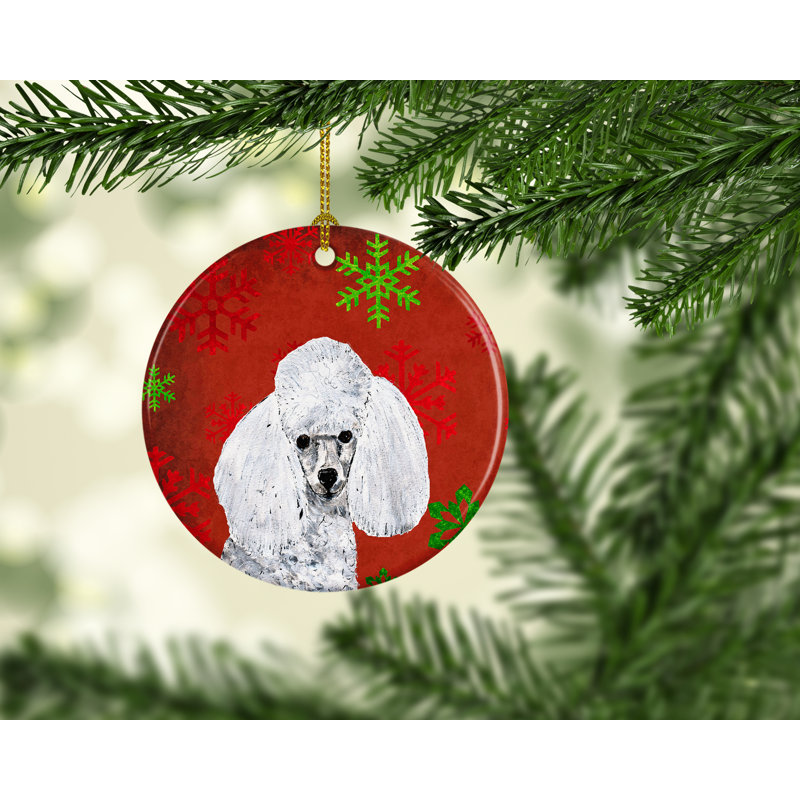 Ornement de figurine suspendu en céramique pour jouets caniche flocons