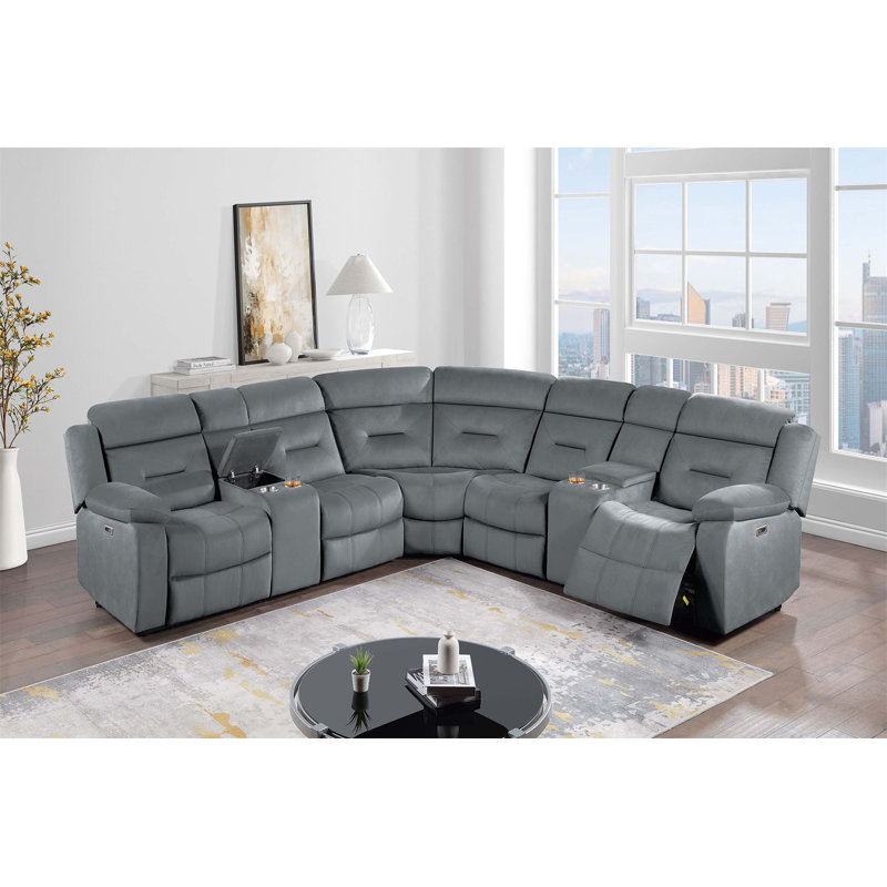 Ensemble de conversation modulaire inclinable électrique de style contemporain avec porte-gobelet à deux consoles Power Motion