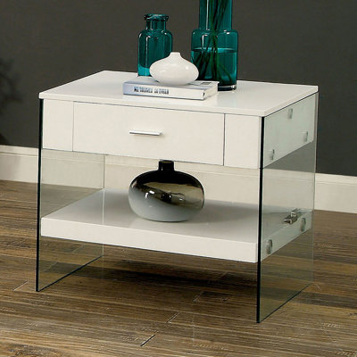 22.6" W Contemporary End Table, White