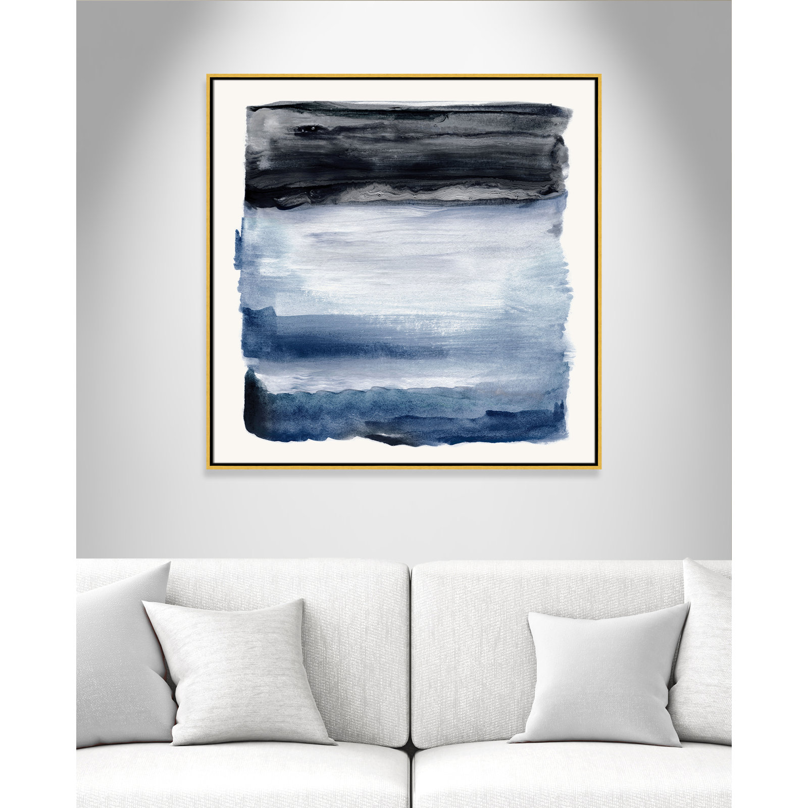 Navy Sky I Print by Nan, 37.5" H x 37.5" W, Gold