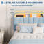 Grand / double / simple lit en velours avec tête de lit réglable et rangement à 2 tiroirs avec plateforme et sommier sans assemblage facile pour la chambre à coucher-130117376-130117370