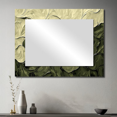 Abstrait pétale crème vert abstrait I - art mural moderne en miroir - imprimé sur métal