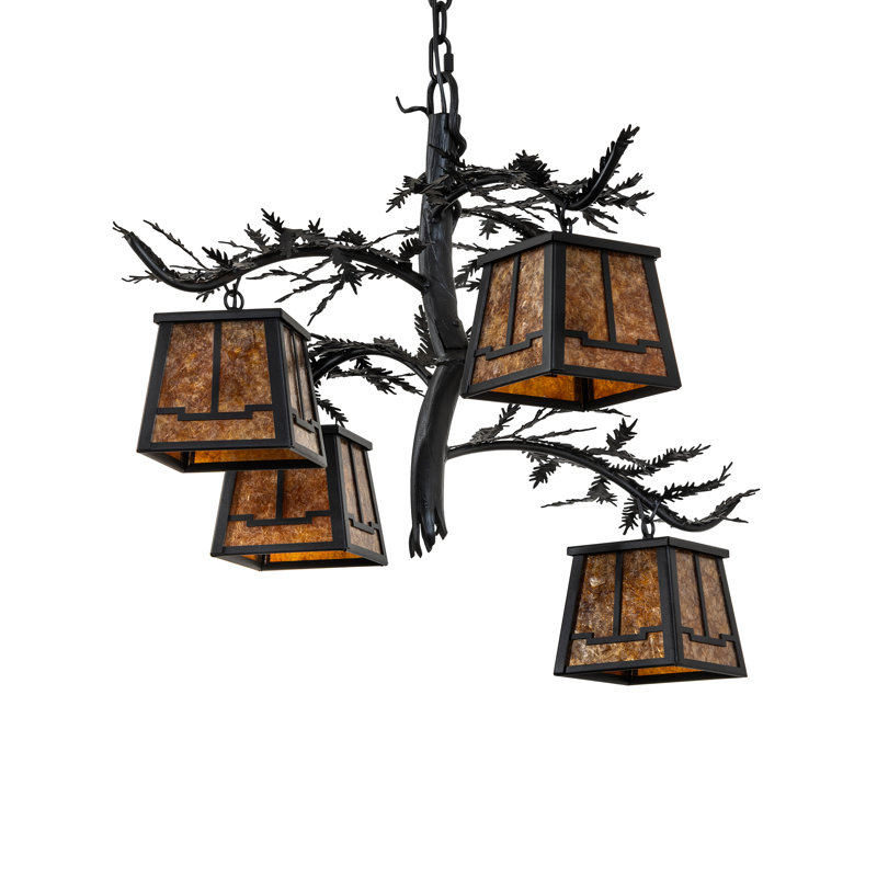 28" Wide Pine Branch Valley View 4 Light Chandelier