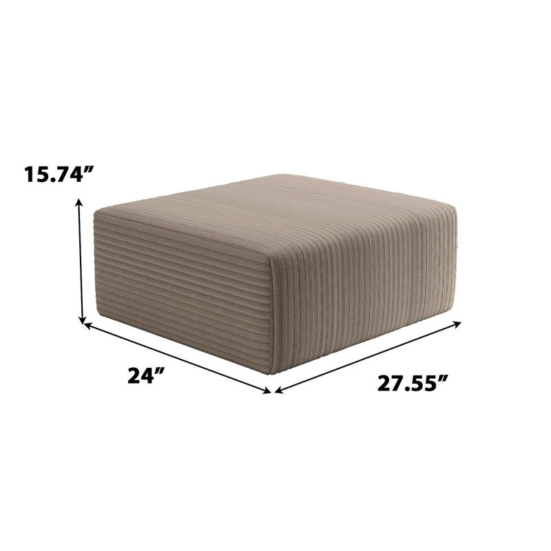 27.55" Rectangle Ottoman Foot Rest For Couch - Corduroy Upholstered Compressed Memory Foam, Cloud Ottoman For Modular Sectional, No Assembly Required, DIY Combination, Camel