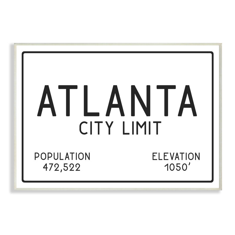 «Atlanta City Limit» par Daphne Polselli, reproduction d'art textuel sur toile, H 13 po x l 19 po, Plaque murale