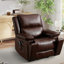 Fauteuil inclinable électrique en cuir véritable de 38,2 po de largeur avec massage chauffant, porte-gobelet dissimulé et port USB (ensemble de 4)-1590044414