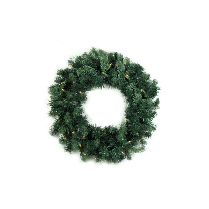 Couronne de Noël artificielle pré-éclairée en sapin Washington Frasier - lumières claires, 24 po