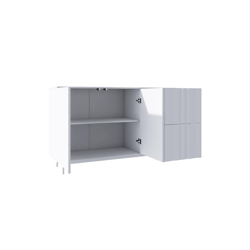 47.2" Buffet Sideboard Cabinet with 2 Doors And Drawers, Adjustable Shelf, Metal Legs Wave Pattern Kitchen Pantry Cabinets for Dining Room