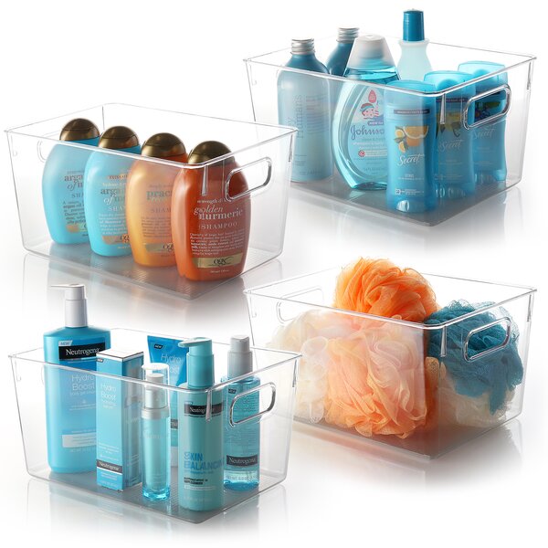Stackable Plastic with Handles Bathroom Storage Container - Yahoo