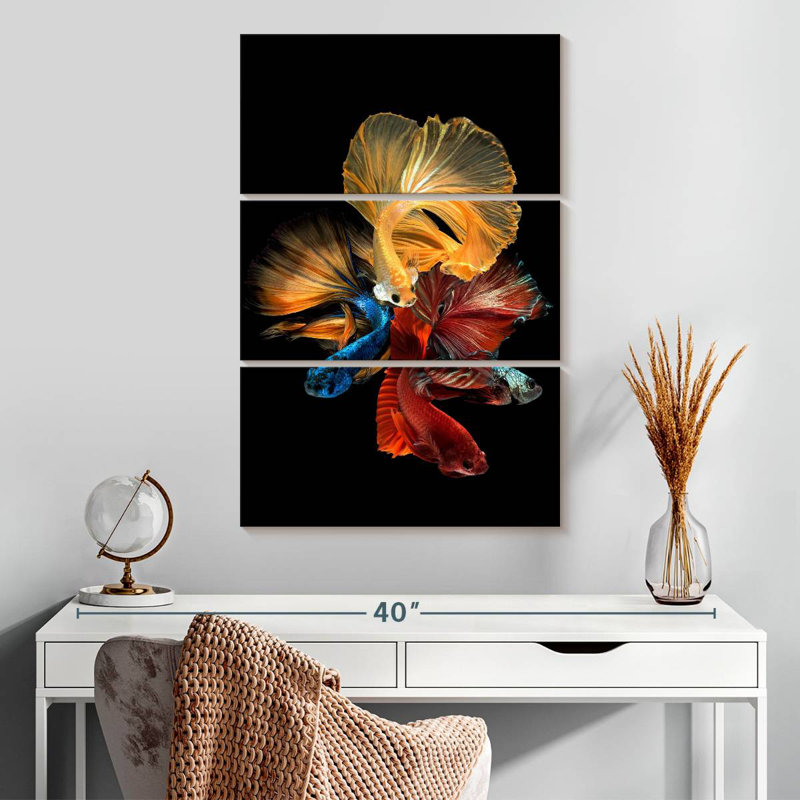 Brampt qui coule des poissons Betta, H 32 po x l 20 po