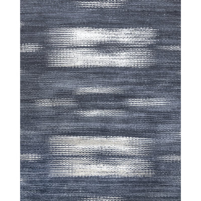 Hand Knotted Area Rug in Black/Silver