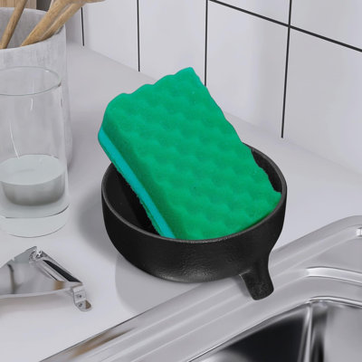 Porte-savon autodrainant, porte-savon en céramique avec bonde pour douche de salle de bain, porte-éponge de cuisine pour porte-éponge en céramique