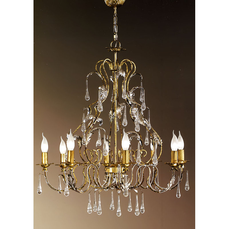 Lustre empire à 8 lumières de style bougie avec accents de cristal