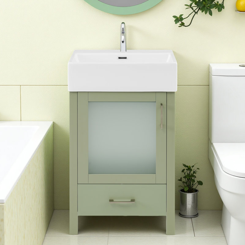 20.2" Bathroom Vanity with Glass Door, Green
