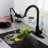 Touch Kitchen Faucet Pull Down - Matte Black, Stainless Steel Built, 360 Rotating Spray For Sink All-Around Cleaning, Wrist-Controlled, Corrosion & Rust Proof, Single Handle To Regulate Water