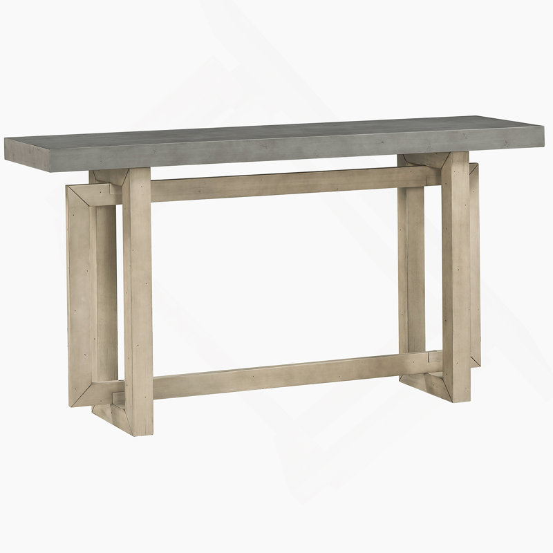 Contemporary Console Table With Wood Top, Extra Long Entryway Table For Entryway, Hallway, Living Room, Foyer, Corridor, Gray