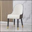 Chaise de salle à manger avec pieds en cuir PU blanc et métal brun (ensemble de 2)