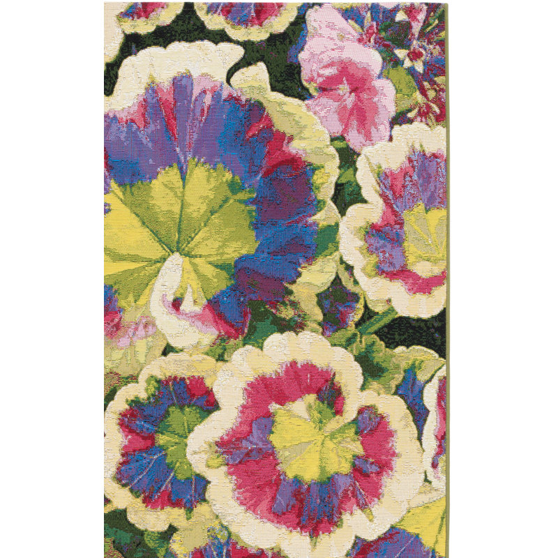Tapis noir / vert / mauve en polypropylène tissé à la machine Arainna Makenize, Rectangle 4 pi x 6 pi