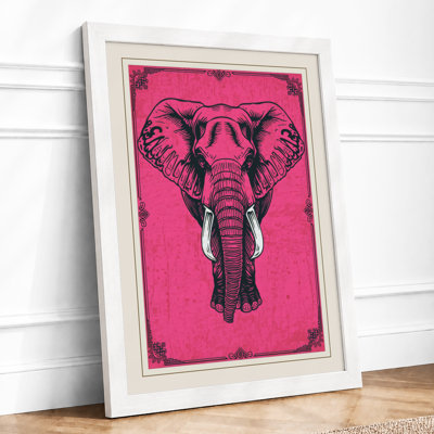 Elephant Heraldic Art Deco - Framed Print