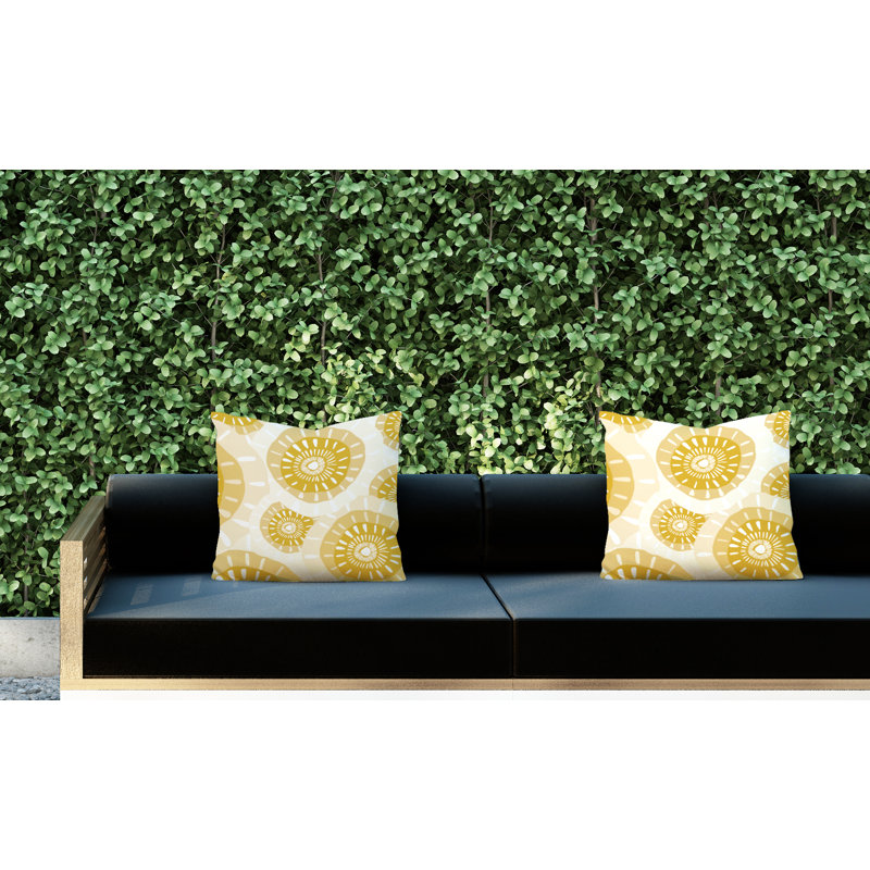 Coussin décoratif intérieur / extérieur, L 15 po x H 15 po, Jaune
