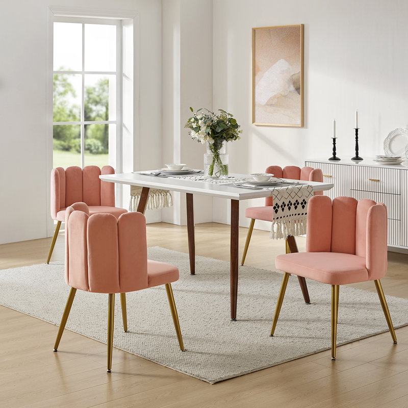 Yorba Upholstered Side Chair, Coral Velvet